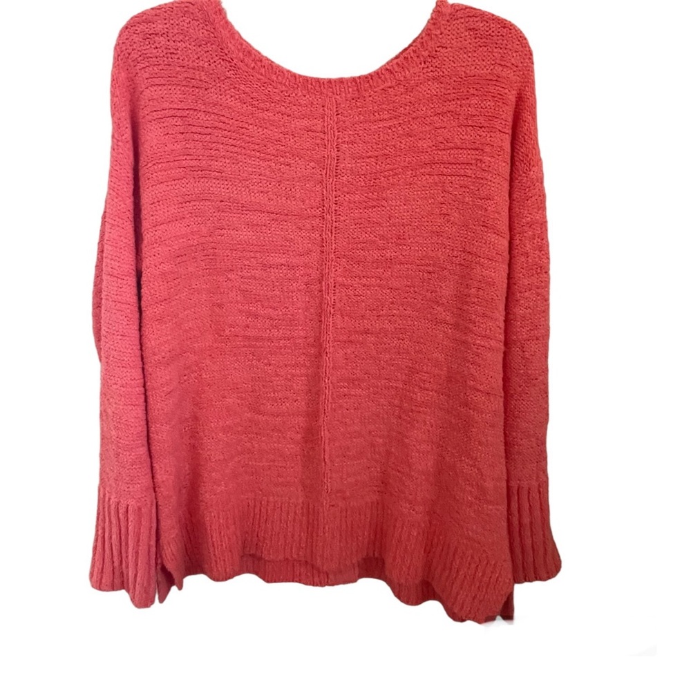 Caslon Melon Orange Sweater with accent buttons - L